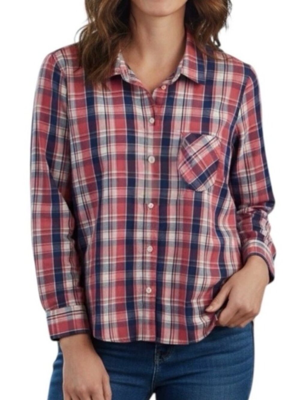UNTUCKit Womens Laconda Plaid Button Front Shirt~Size 6 Regular Fit~Pink L14 35